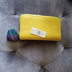TALBOTS NEW W/TAG PRINTED SAFFIANO LEATHER ZIP AROUND WALLET